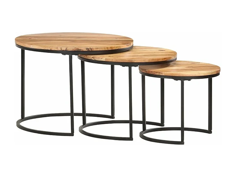 Tables gigognes 3 pcs Bois d'acacia massif 2