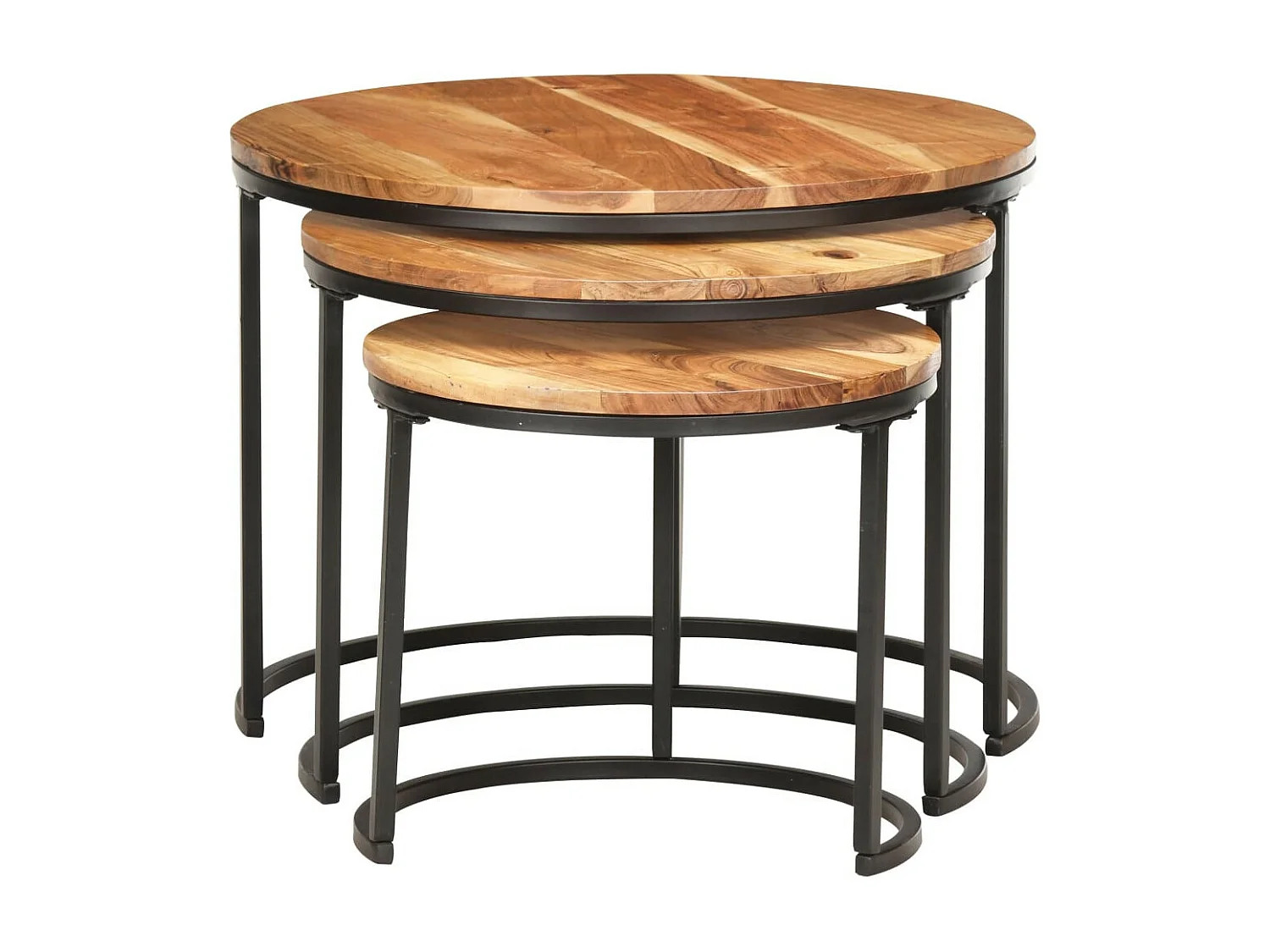 Tables gigognes 3 pcs Bois d'acacia massif 2