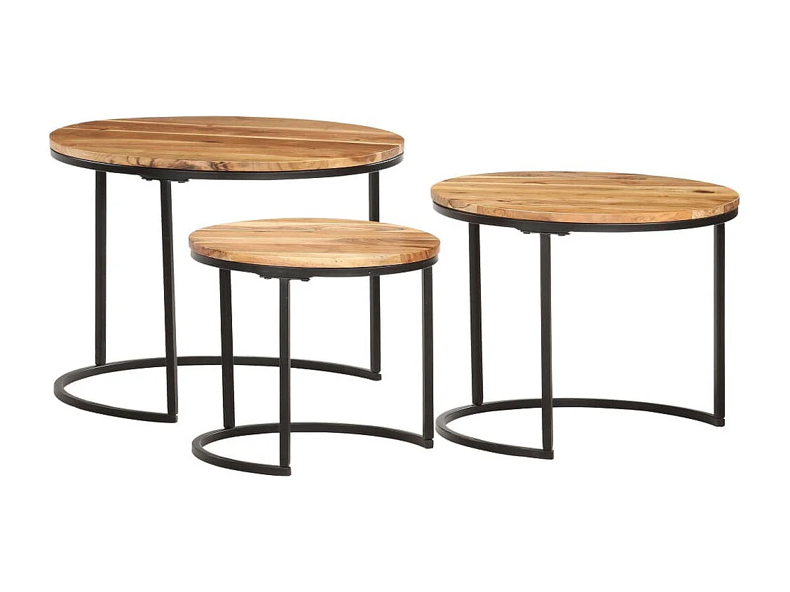 Tables gigognes 3 pcs Bois d'acacia massif 2