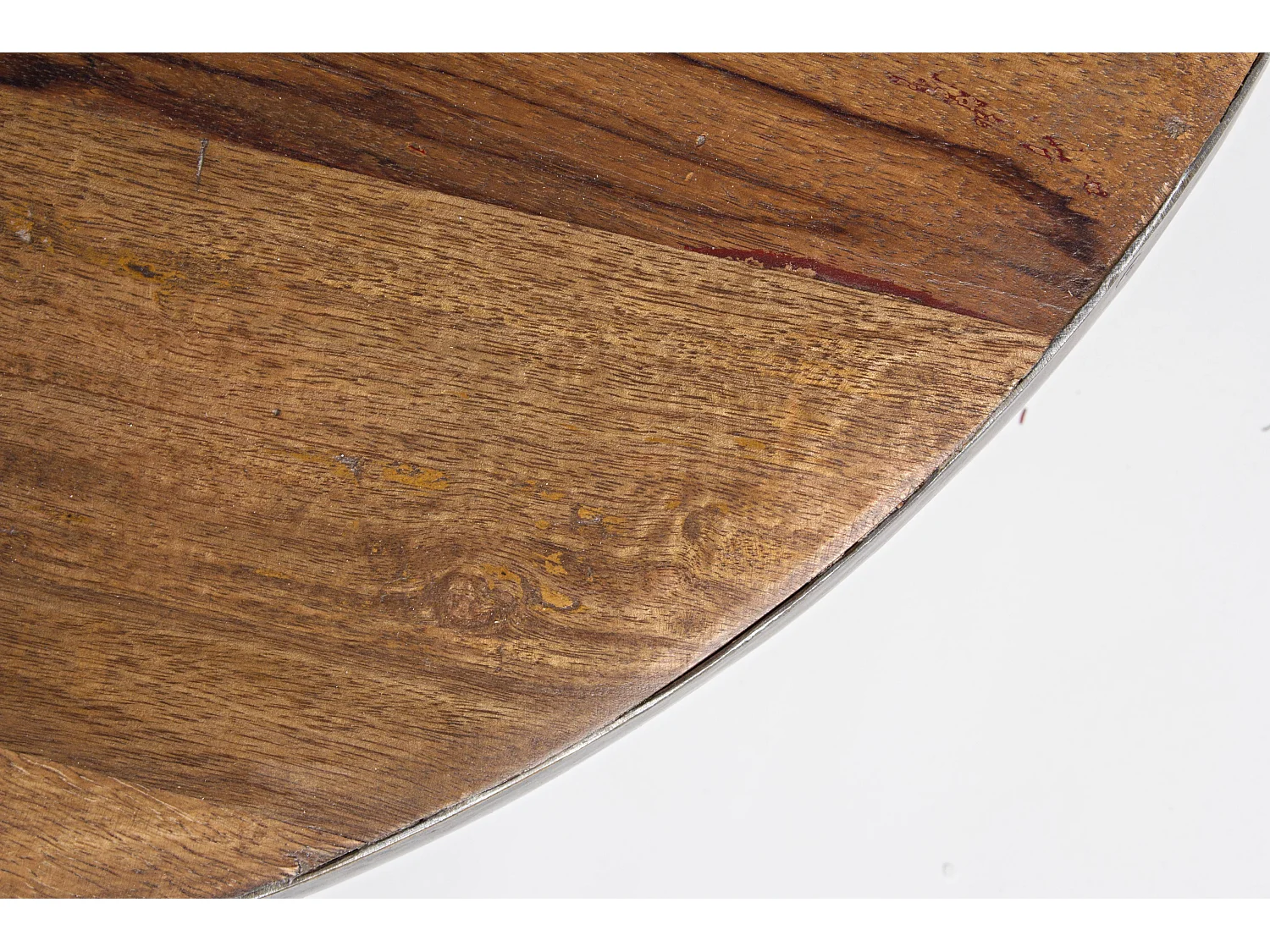 Table basse ronde en bois et acier argent Lara 70cm