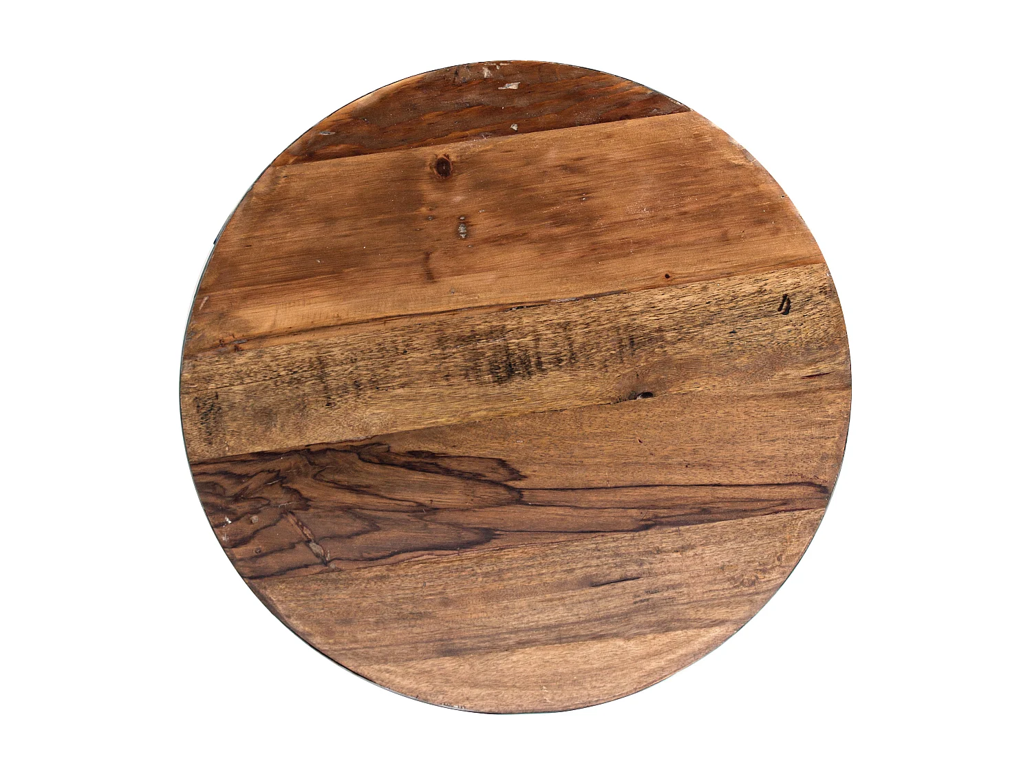Table basse ronde en bois et acier argent Lara 70cm