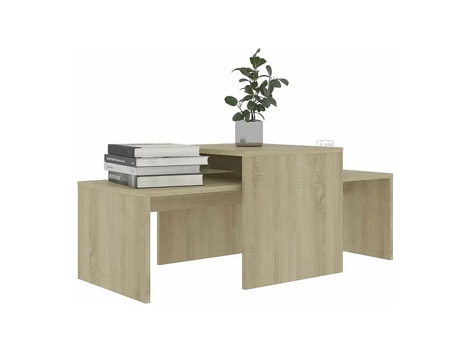 Set de 2 tables basses gigognes bois clair Folet 100cm