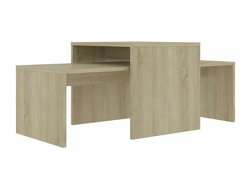 Set de 2 tables basses gigognes bois clair Folet 100cm
