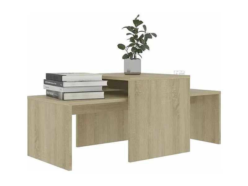 Set de 2 tables basses gigognes bois clair Folet 100cm