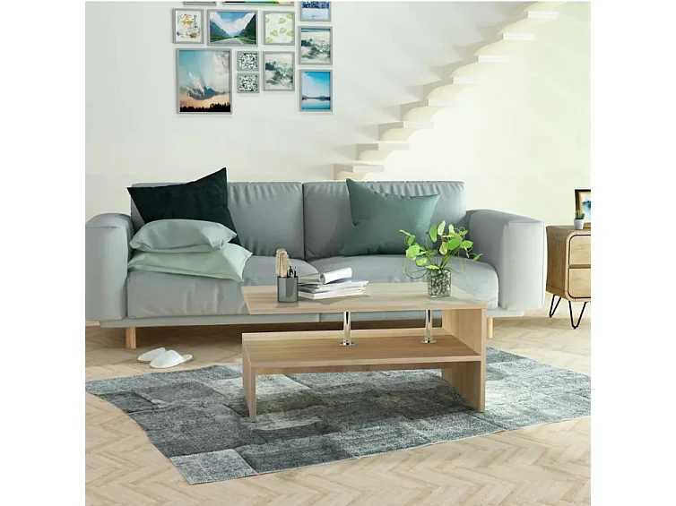 Table basse rectangulaire bois chêne clair Chickie L90xH42xP59