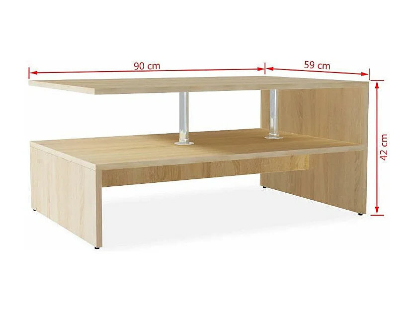 Table basse rectangulaire bois chêne clair Chickie L90xH42xP59