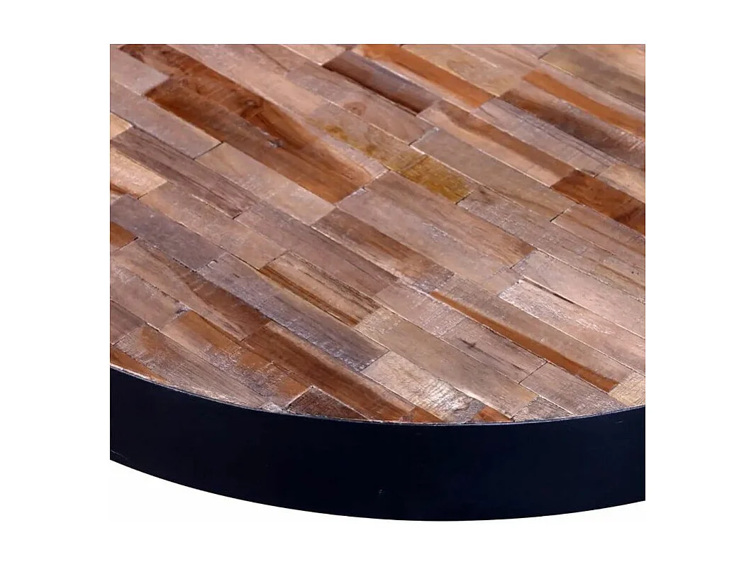 Table basse ronde teck recyclé clair et pieds métal noir Voust