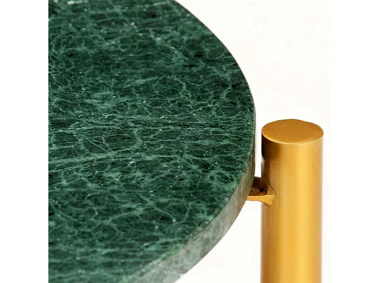 Table basse effet marbre vert et pieds métal doré Enyse D 60cm