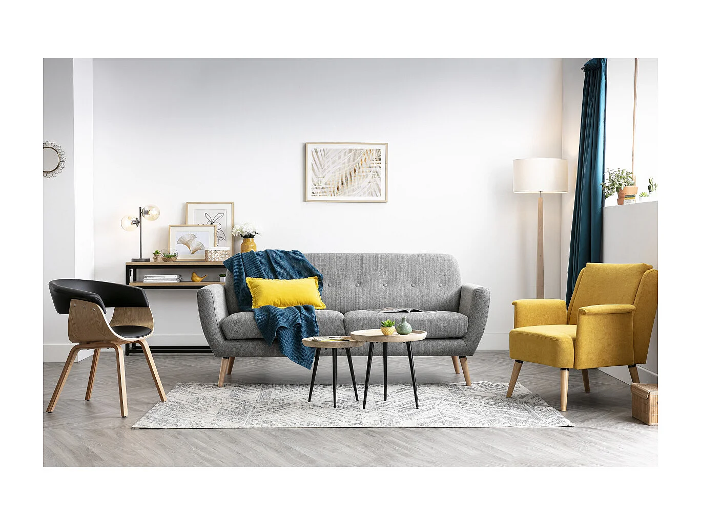 Tables basses gigognes rondes bois manguier massif et métal noir (lot de 2) PYTA