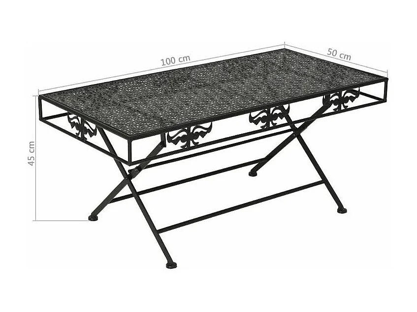 Table basse rectangulaire pliante métal noir Rudy