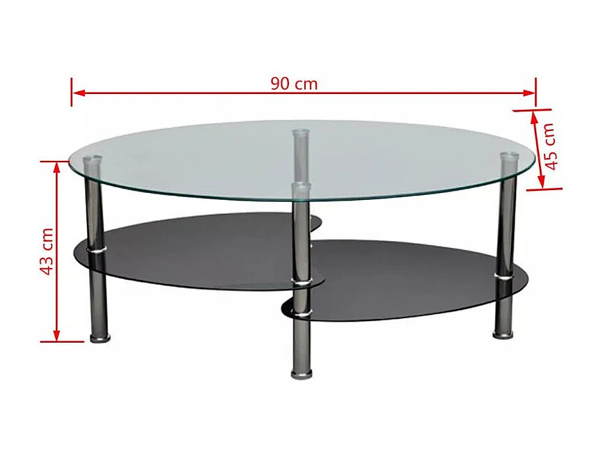 Table basse ovale verre trempé et métal chromé Kyrah