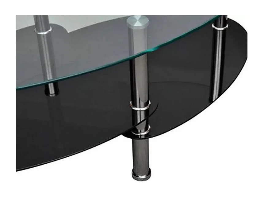 Table basse ovale verre trempé et métal chromé Kyrah