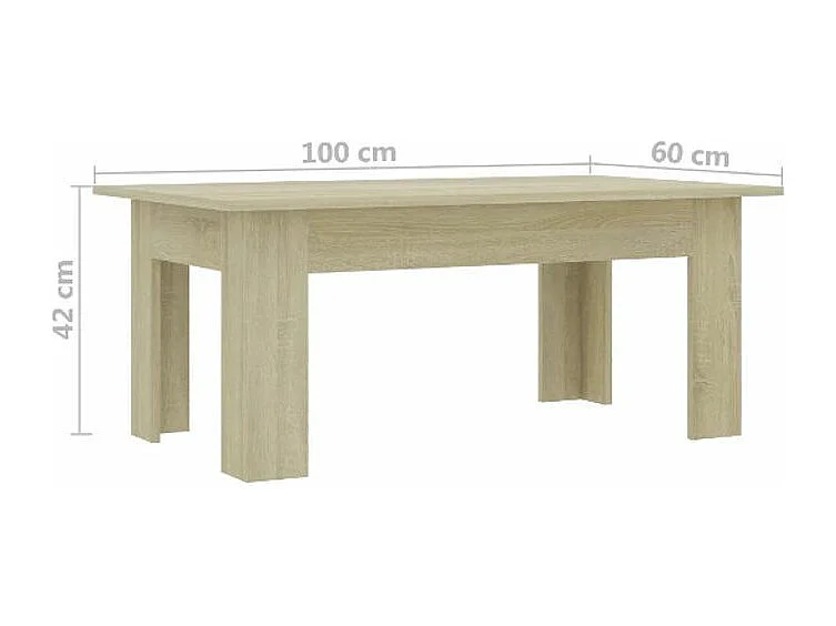 Table basse rectangulaire chêne clair Evi