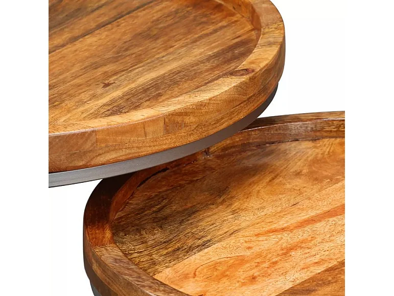 Set de 2 tables gigognes manguier foncé et pieds métal Sebla