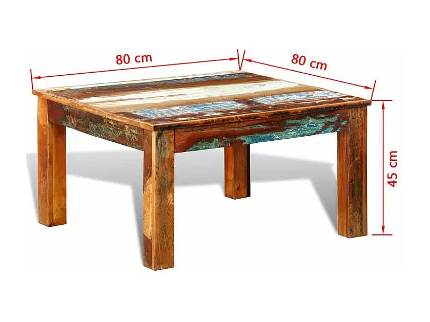 Table basse carrée bois massif recyclé Moust