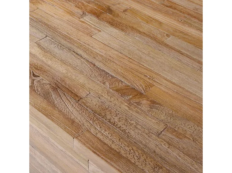 Table basse rectangulaire sur roulettes teck massif clair Anazz