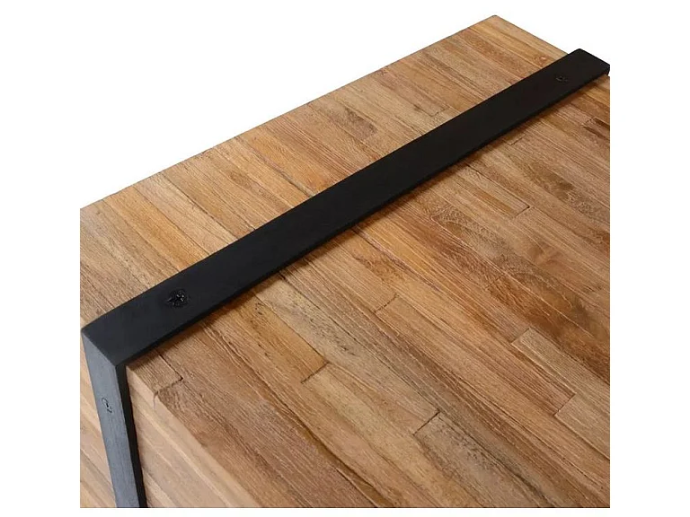 Table basse rectangulaire sur roulettes teck massif clair Anazz