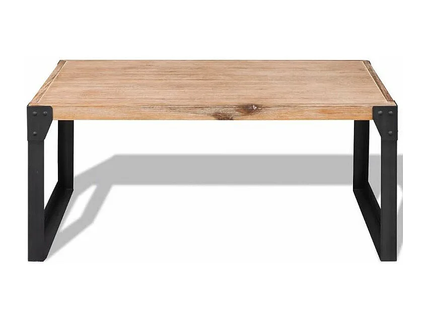 Table basse rectangulaire acacia massif clair et métal noir Aqua