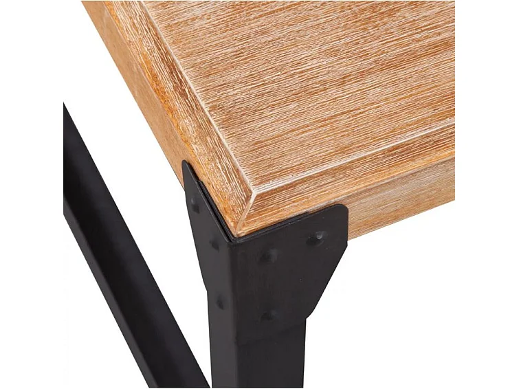 Table basse rectangulaire acacia massif clair et métal noir Aqua