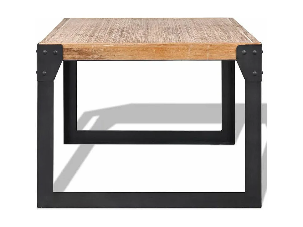 Table basse rectangulaire acacia massif clair et métal noir Aqua