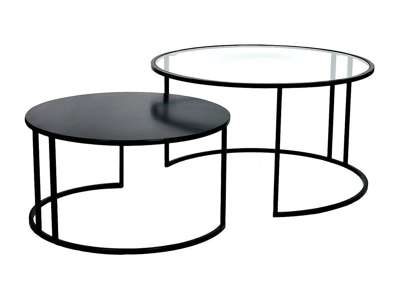 Verschachtelungstische aus Glas und Metall TAHL