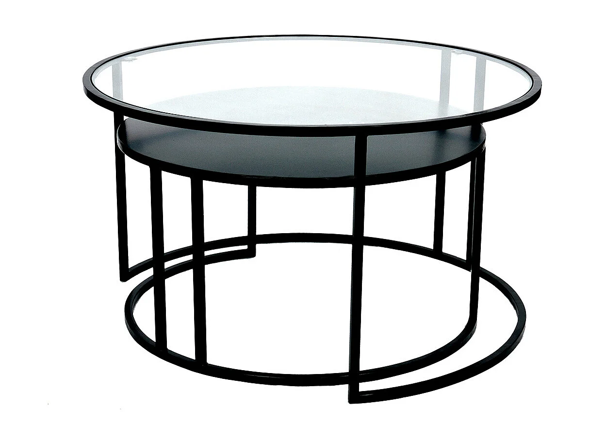 Verschachtelungstische aus Glas und Metall TAHL