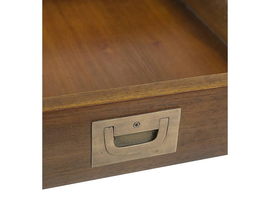 Table basse carrée en bois d'acajou massif 1 tiroir FALKANE 60cm