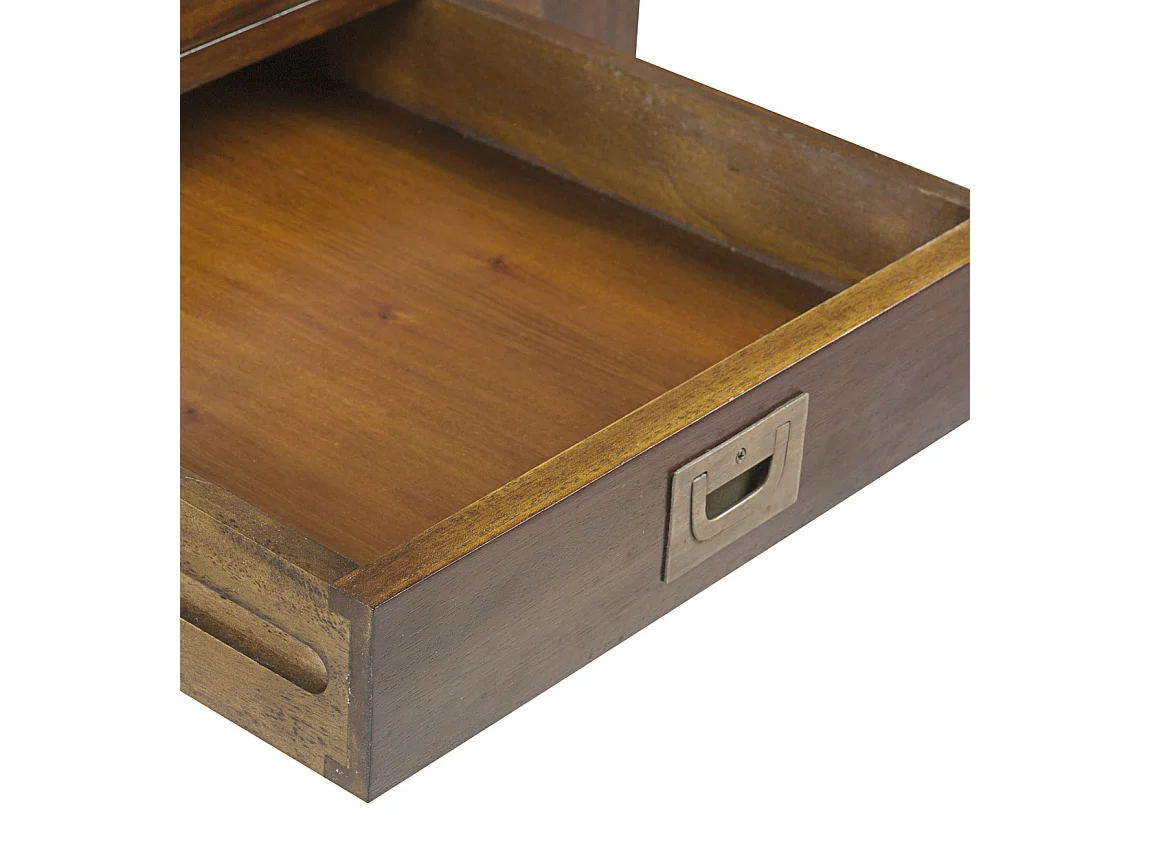 Table basse carrée en bois d'acajou massif 1 tiroir FALKANE 60cm