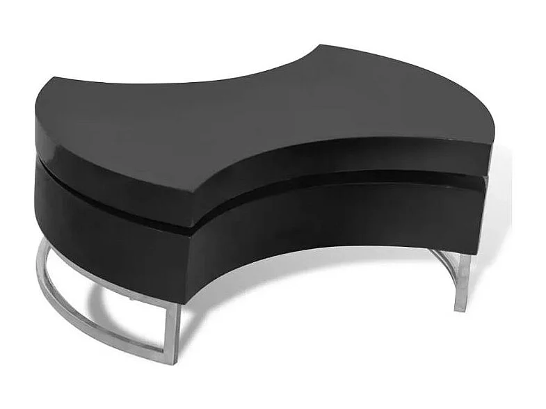 Table basse modulable bois noir brillant et métal chromé Snook