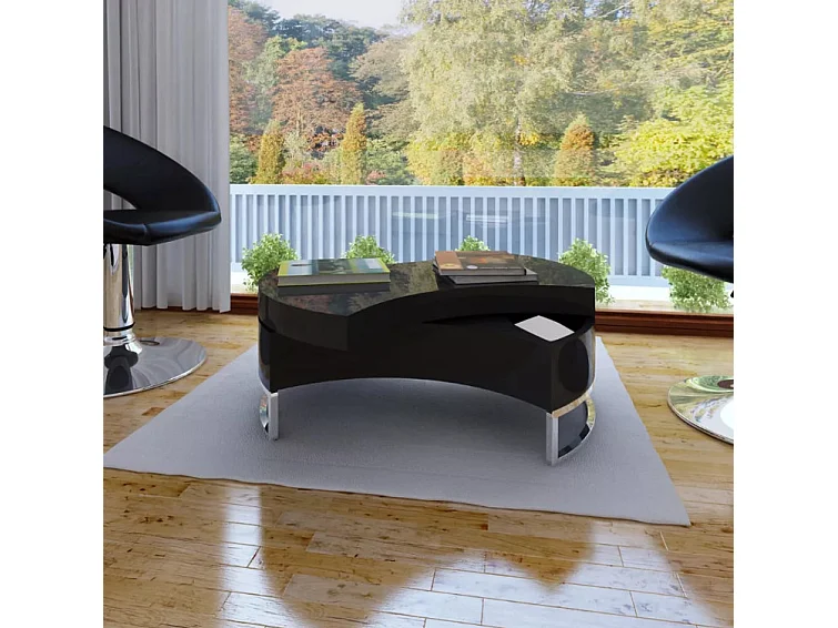 Table basse modulable bois noir brillant et métal chromé Snook