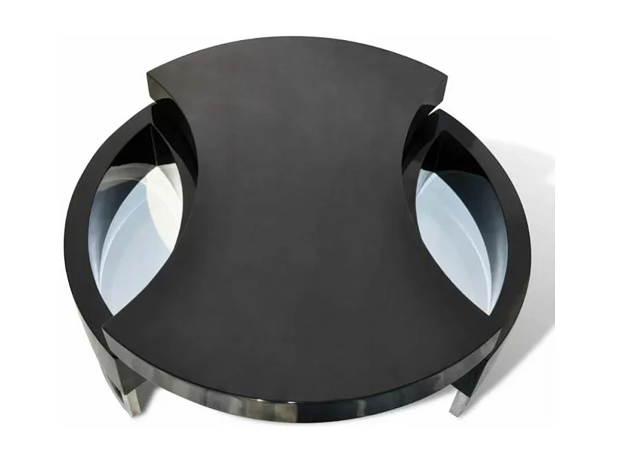 Table basse modulable bois noir brillant et métal chromé Snook