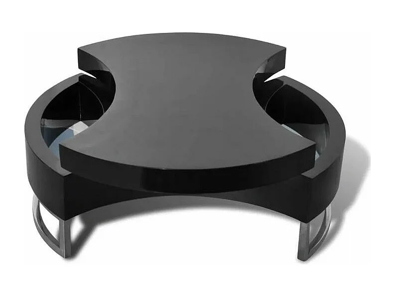Table basse modulable bois noir brillant et métal chromé Snook