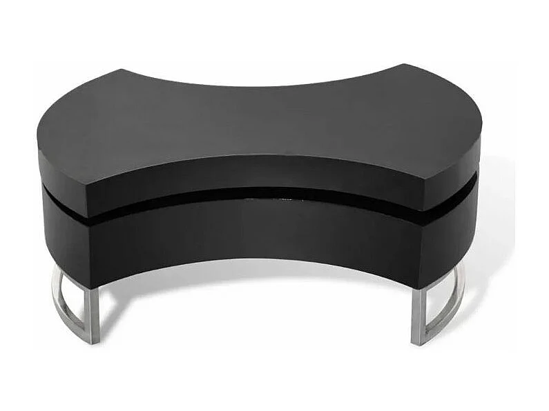 Table basse modulable bois noir brillant et métal chromé Snook