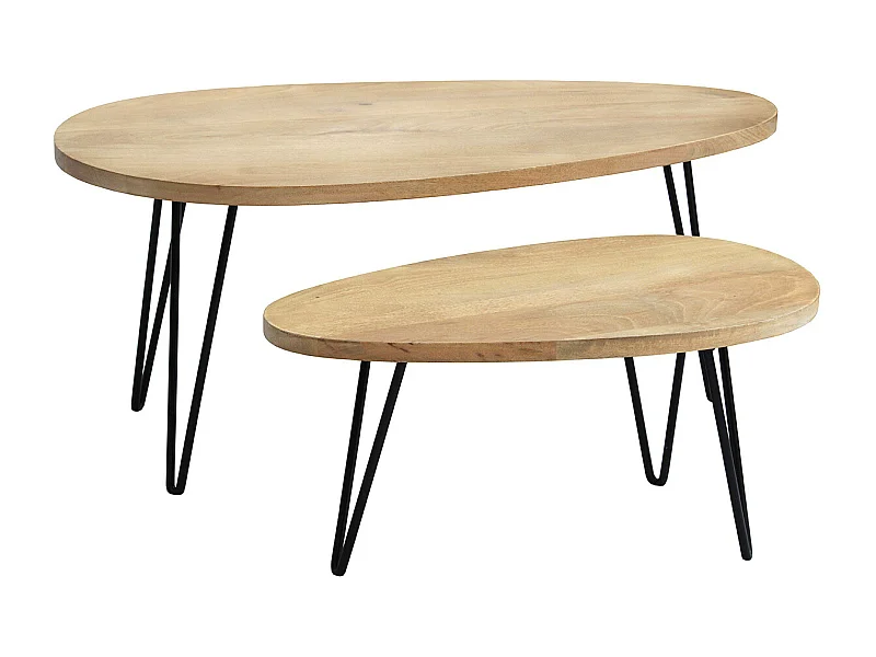 Mesas de centro nido en mango y metal (lote de 2) VIBES