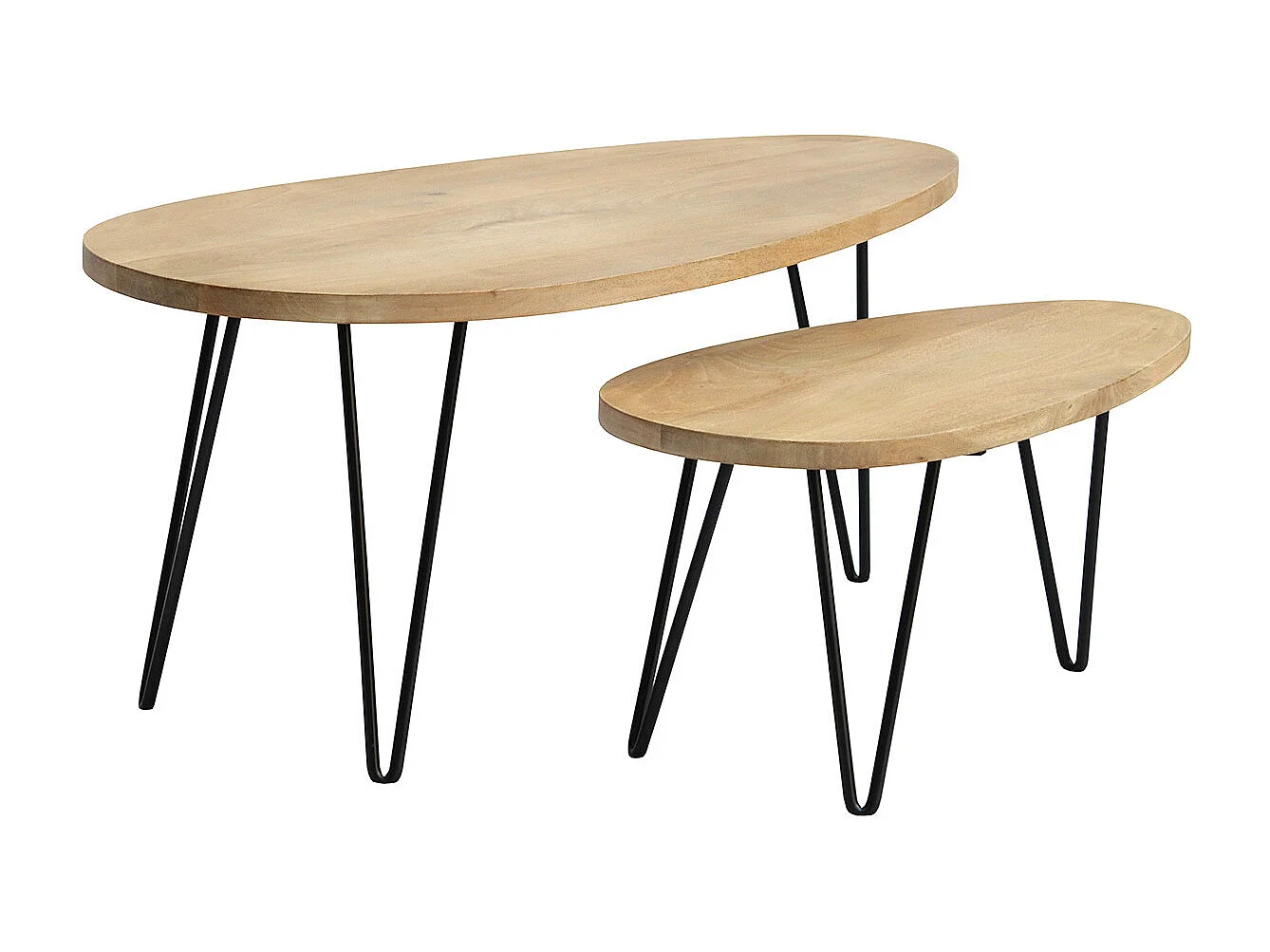 Mesas de centro nido en mango y metal (lote de 2) VIBES