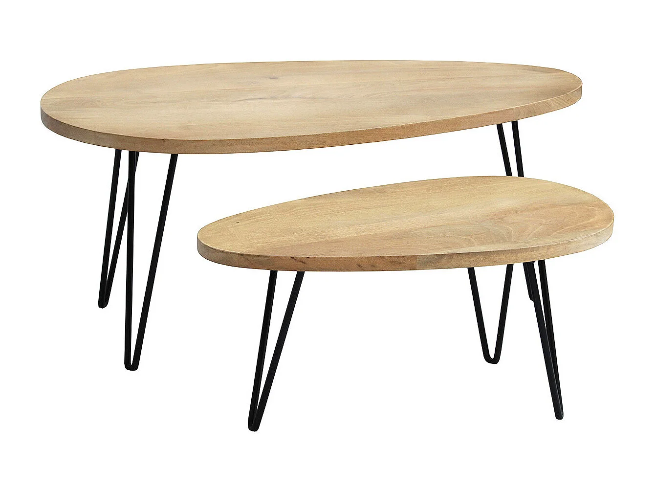 Tables basses gigognes bois manguier massif et métal noir (lot de 2) VIBES