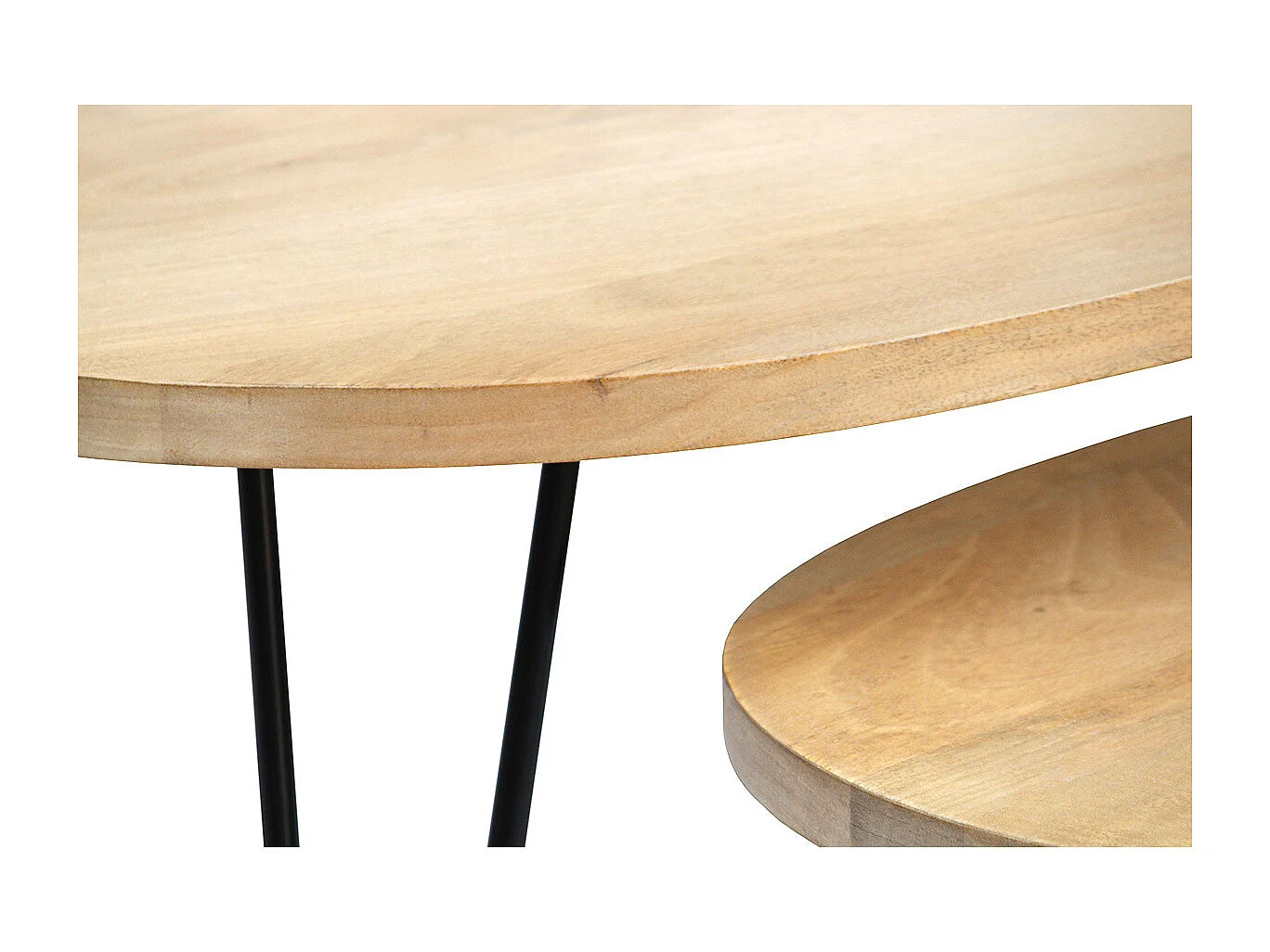 Tables basses gigognes bois manguier massif et métal noir (lot de 2) VIBES