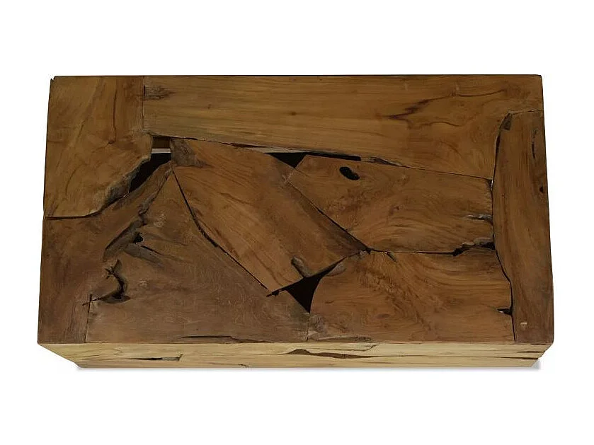 Table basse rectangulaire teck massif foncé Kyral