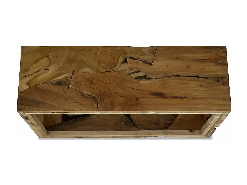 Table basse rectangulaire teck massif foncé Kyral