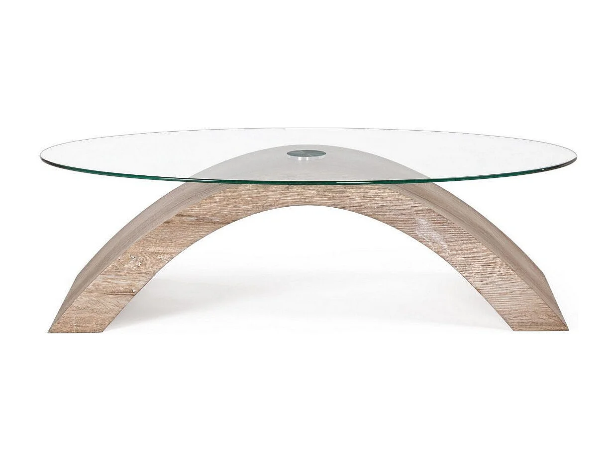 Table basse bois naturel et verre trempé Anya 110cm 2