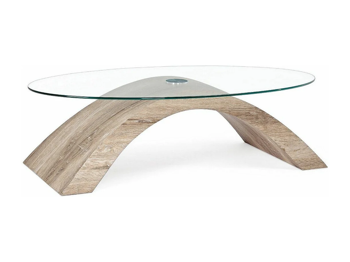 Table basse bois naturel et verre trempé Anya 110cm 2