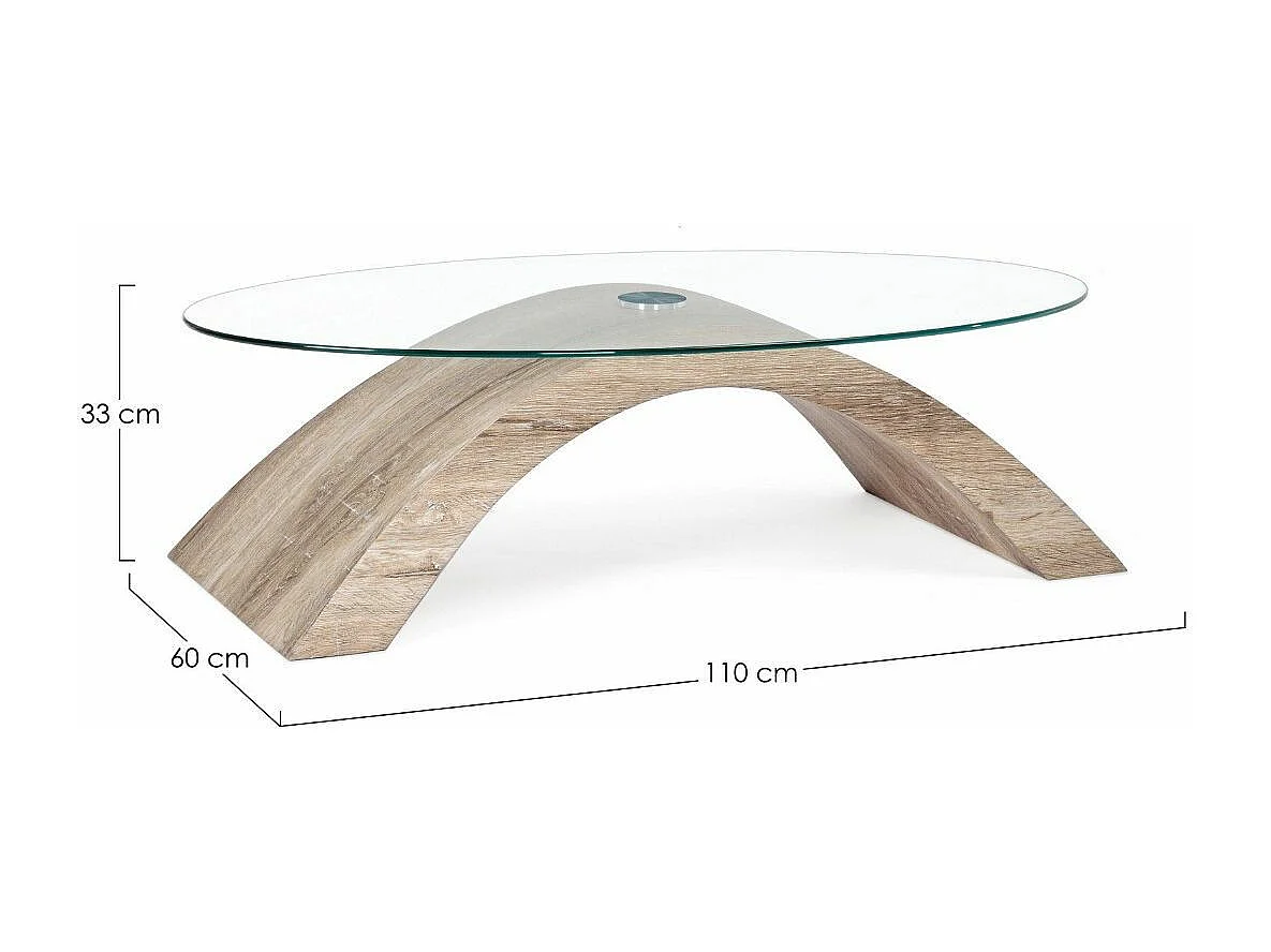 Table basse bois naturel et verre trempé Anya 110cm 2