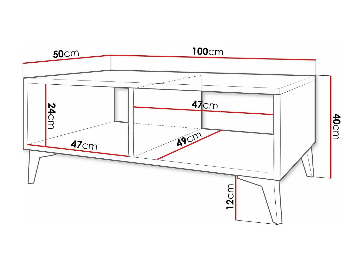 Mesa de centro Comfivo 492, Placa de aglomerado laminado, 4x5x10cm