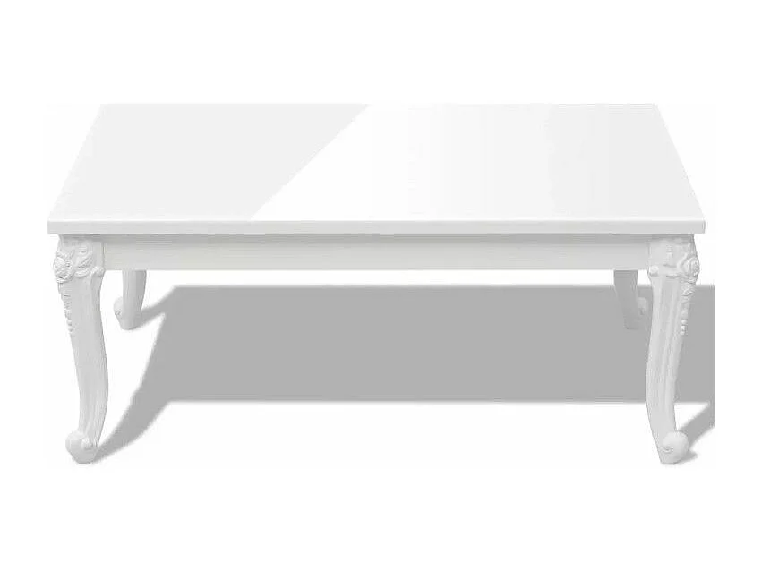 Table basse rectangulaire bois blanc laqué et pieds plastique Mento L 100