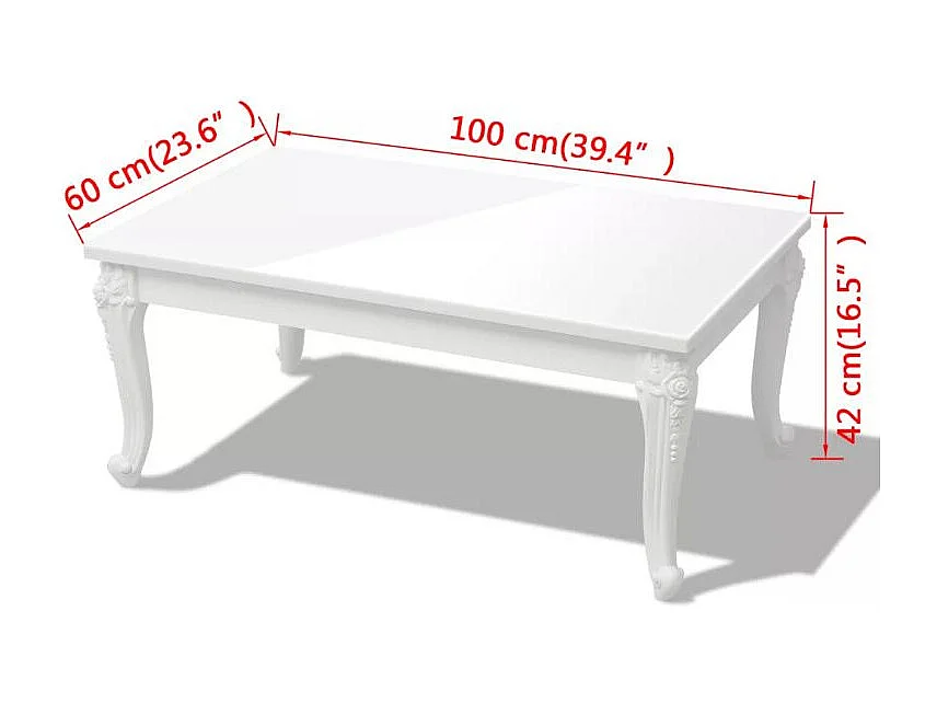 Table basse rectangulaire bois blanc laqué et pieds plastique Mento L 100