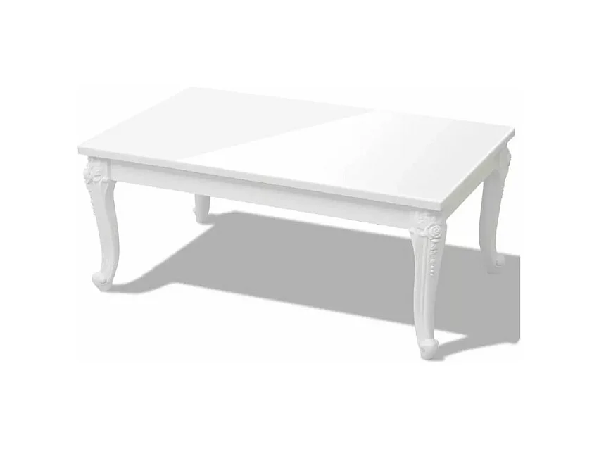 Table basse rectangulaire bois blanc laqué et pieds plastique Mento L 100