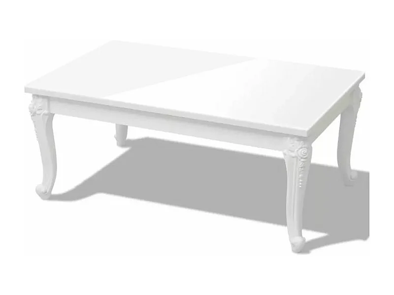 Table basse rectangulaire bois blanc laqué et pieds plastique Mento L 100