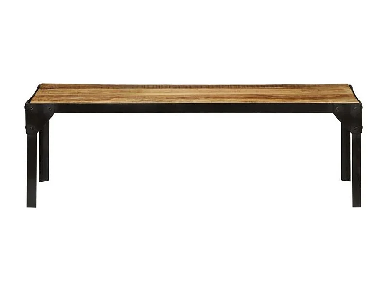 Table basse rectangulaire manguier massif foncé et métal noir Maneci