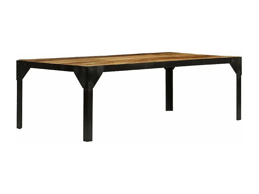 Table basse rectangulaire manguier massif foncé et métal noir Maneci