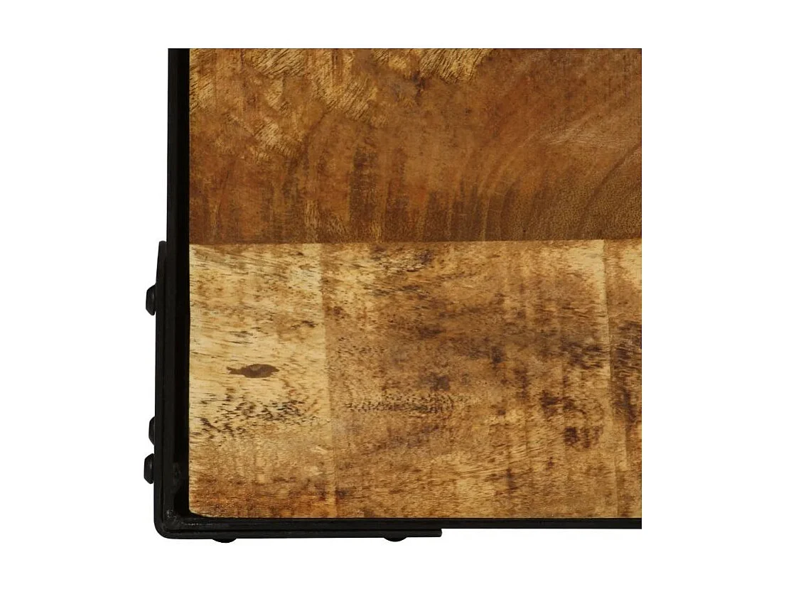 Table basse rectangulaire manguier massif foncé et métal noir Maneci